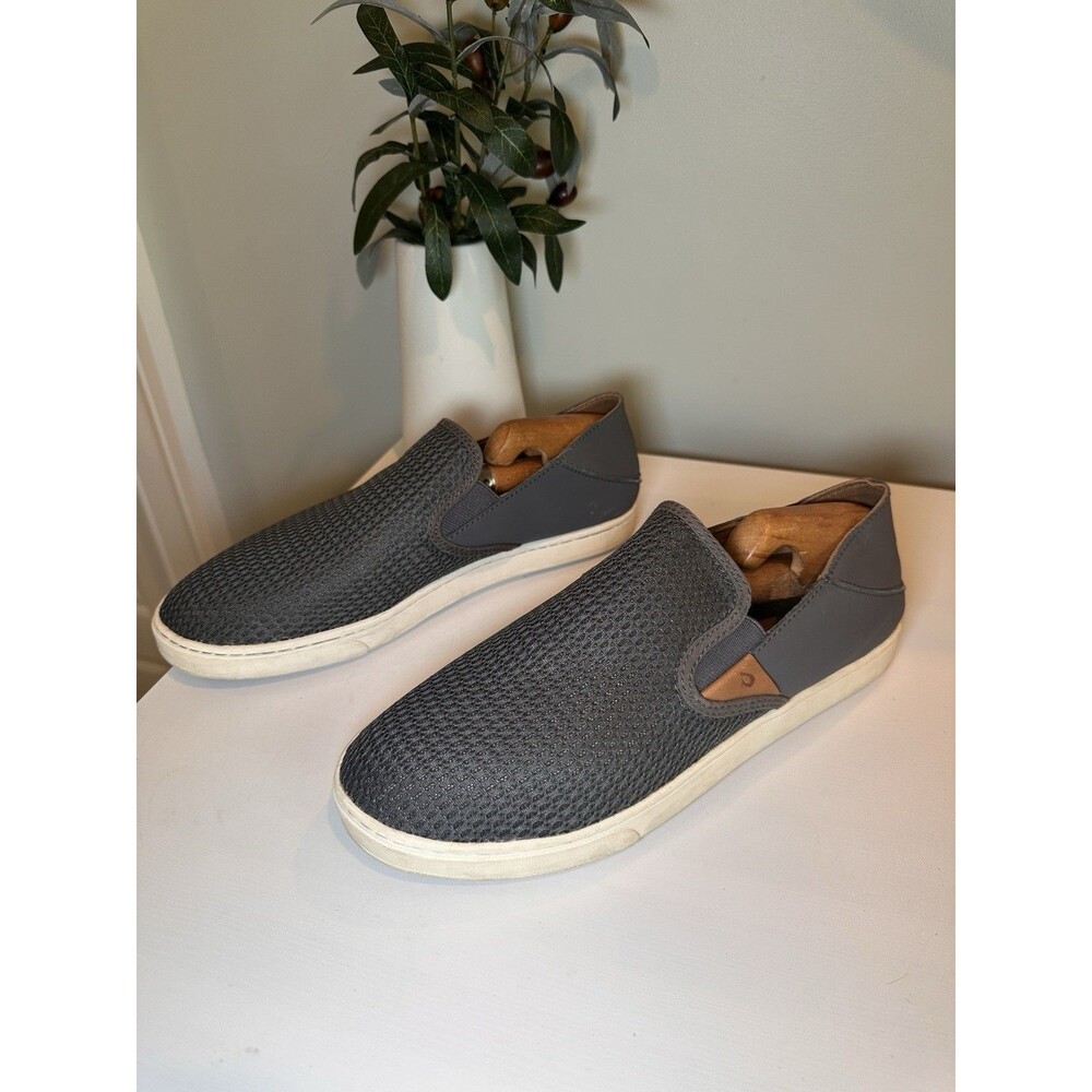 OluKai Pehuea Gray Mesh Slip On Casual Sneakers Shoes Women's Size 9.5 EU 39.5